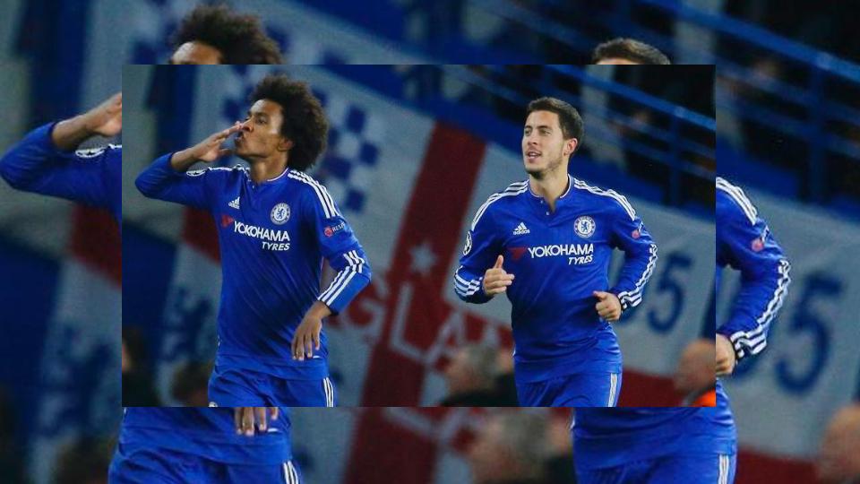 Willian dan Eden Hazard saat membela Chelsea - INDOSPORT